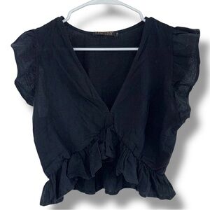 Black Ruffle Girly Top